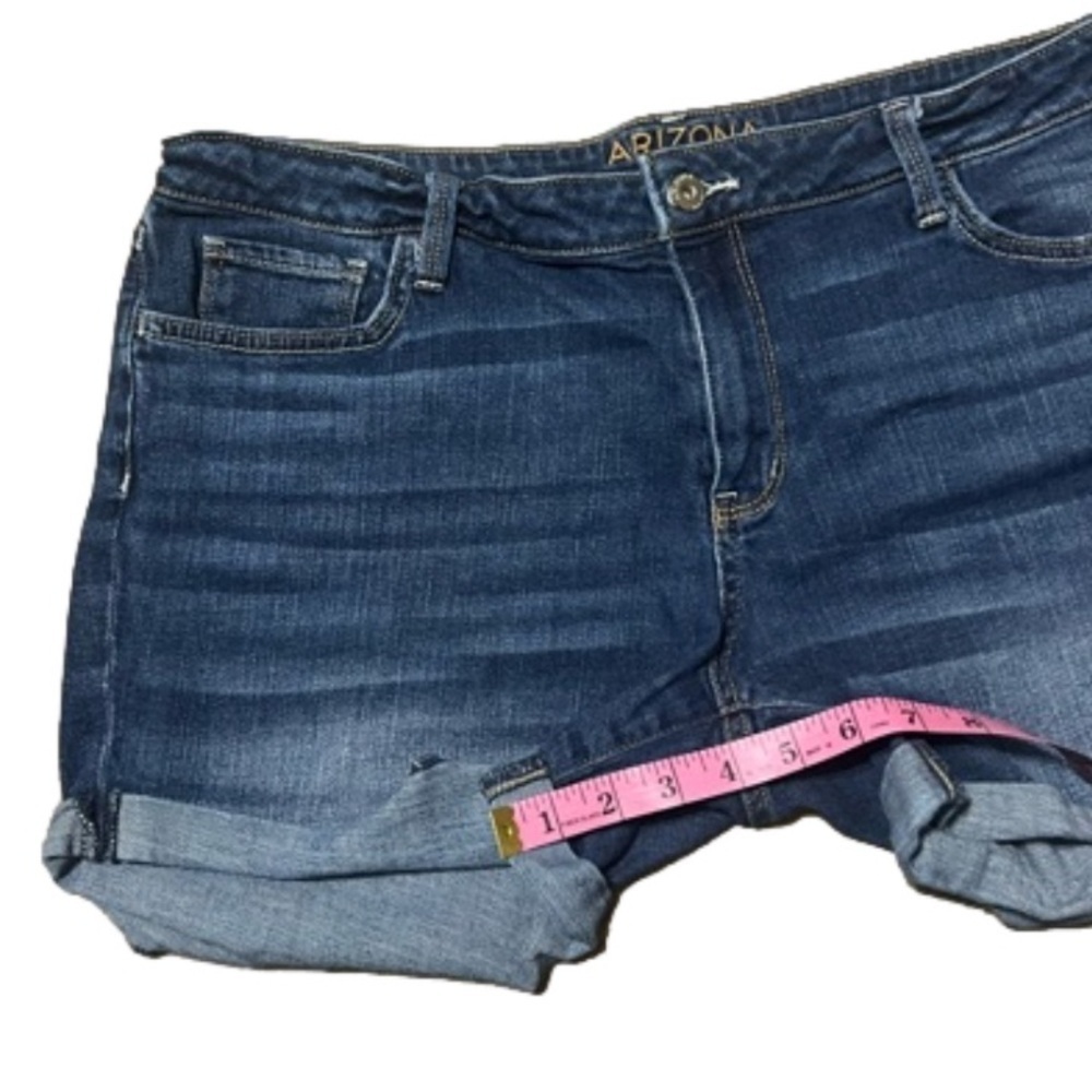 Arizona Jeans Rolled Hem Denim Blue Jean Shorts Cotton Spandex Junior Size 17 - Picture 10 of 12